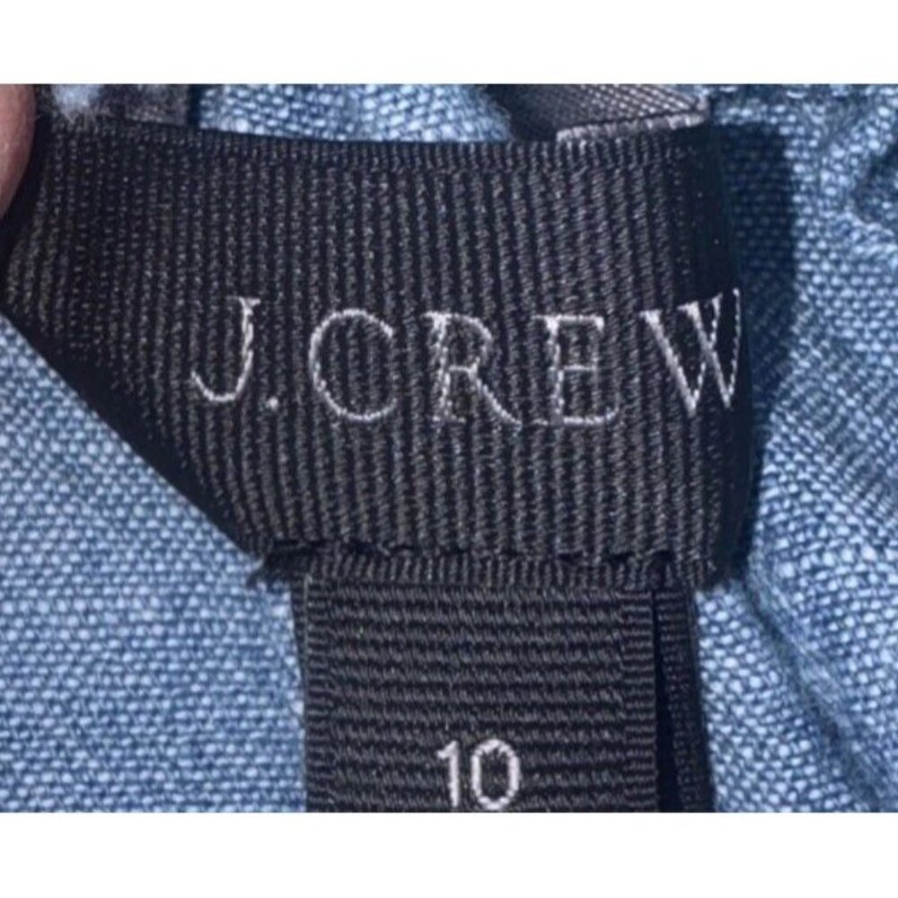 J Crew Womens Off The Shoulder Blue Chambray Smocked Dress Sz 10 - Picture 5 of 8